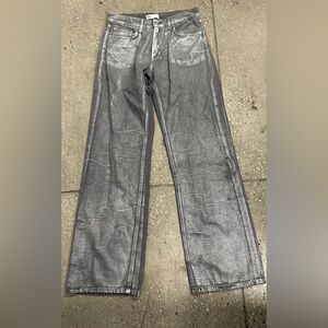 Zara Women’s Metallic Silver Straight Jeans